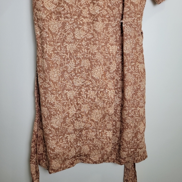 Faherty Earthy Brown Floral Paisley Garden Girl Ashley Linen Wrap Dress S - Picture 6 of 16